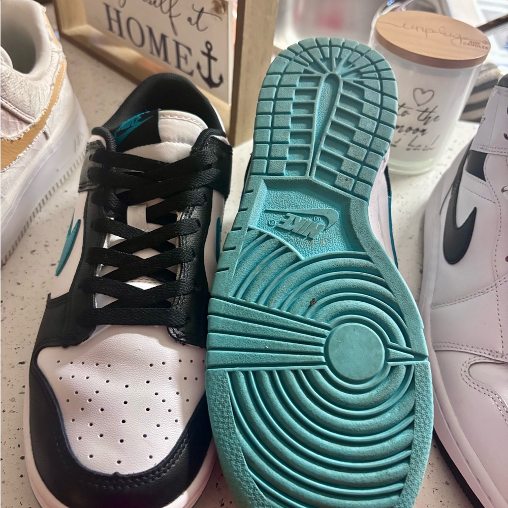 Nike Dunk Low Black and Teal Sneakers - Picture 2 of 4